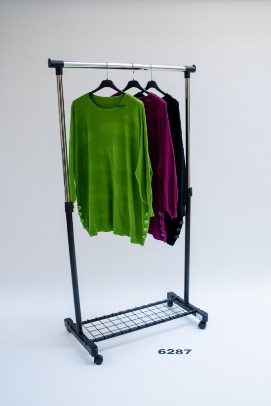Zelený pulóver s dlhými rukávmi a gombíkmi - Veľkosť: UNI