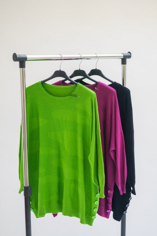 Zelený pulóver s dlhými rukávmi a gombíkmi - Veľkosť: UNI