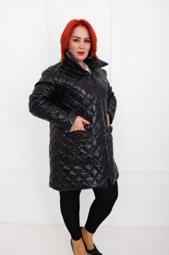 Čierny kabát s vreckami - Veľkosť: 48